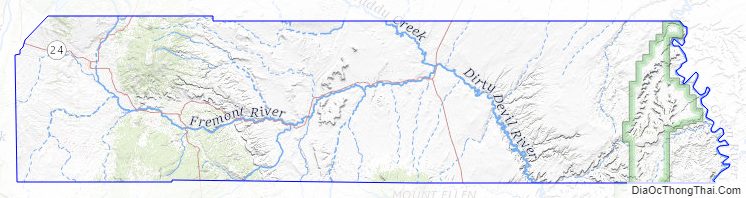 Topographic map of Wayne County, Utah