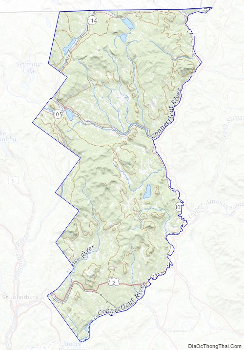 Topographic map of Essex County, Vermont