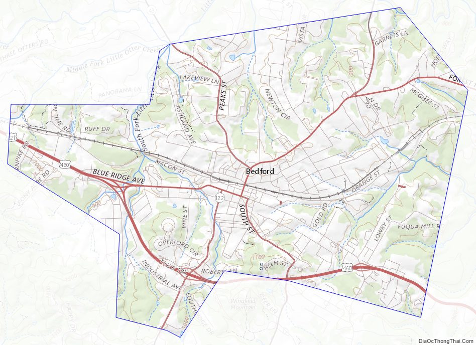 Topographic map of Bedford City City, Virginia
