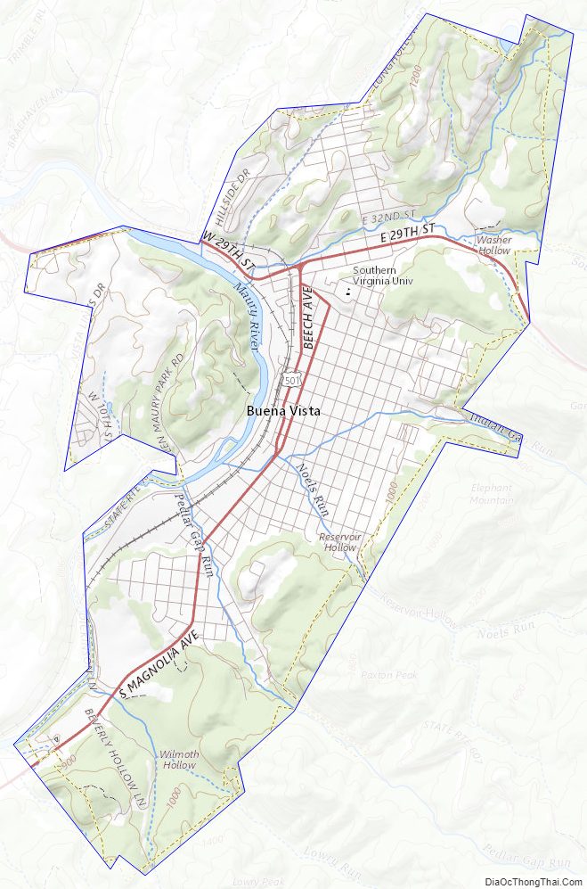 Topographic map of Buena Vista Independent City, Virginia