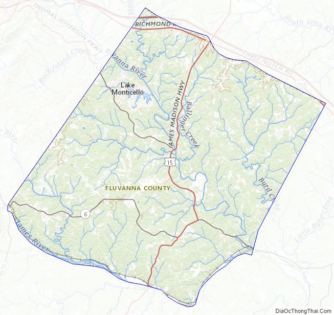 Topographic map of Fluvanna County, Virginia
