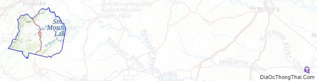 Topographic map of Franklin County, Virginia
