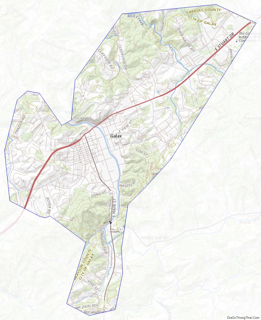 Topographic map of Galax Independent City, Virginia