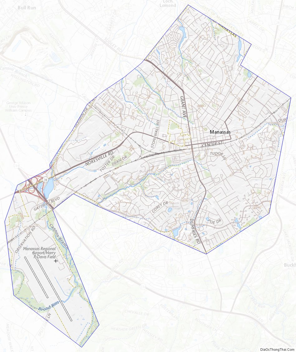 Topographic map of Manassas Independent City, Virginia