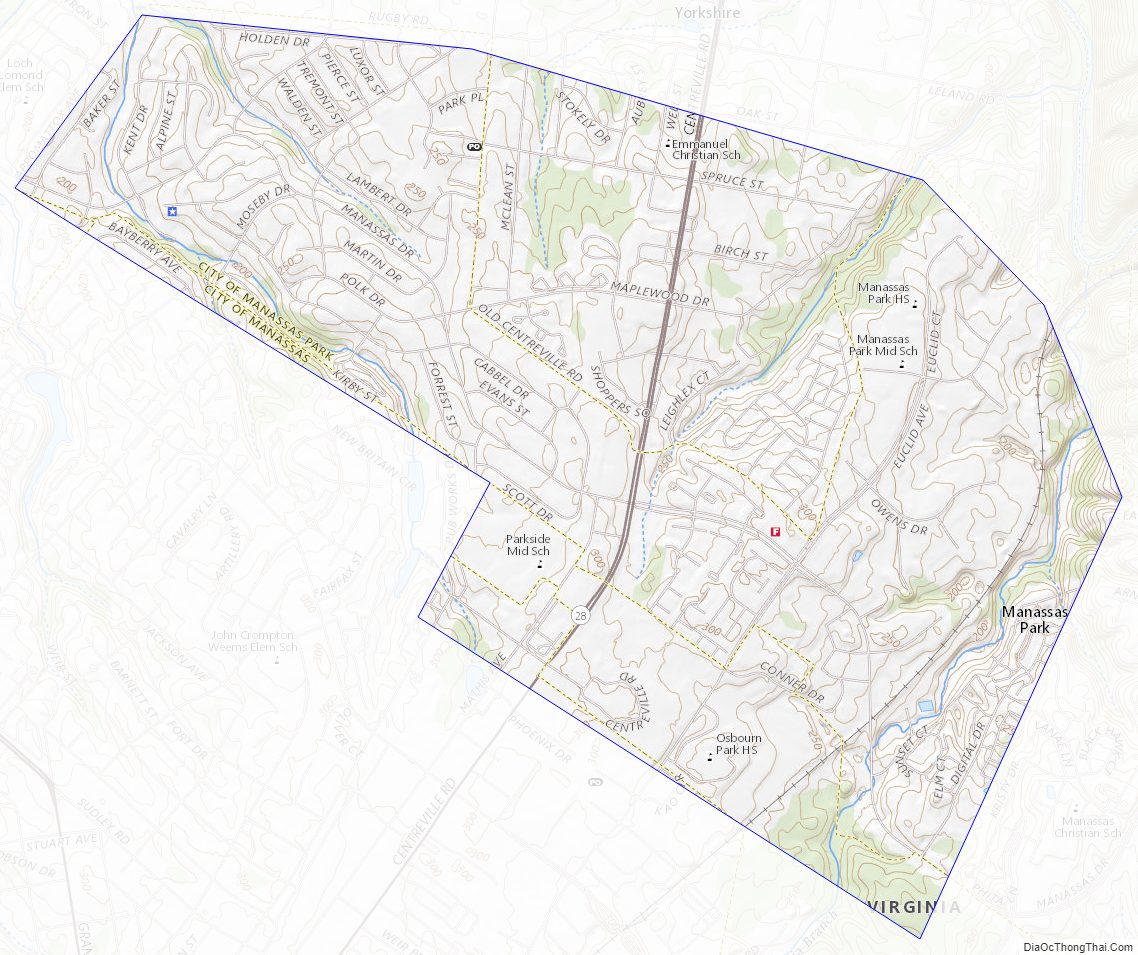 Topographic map of Manassas Park Independent City, Virginia
