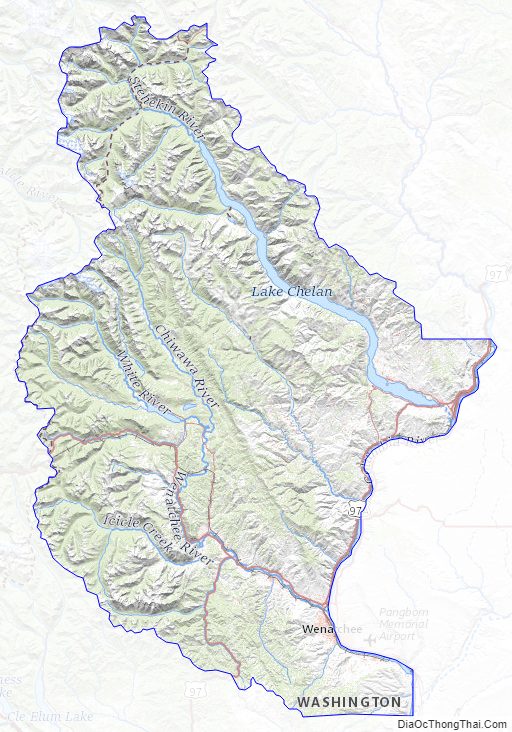 Topographic map of Chelan County, Washington