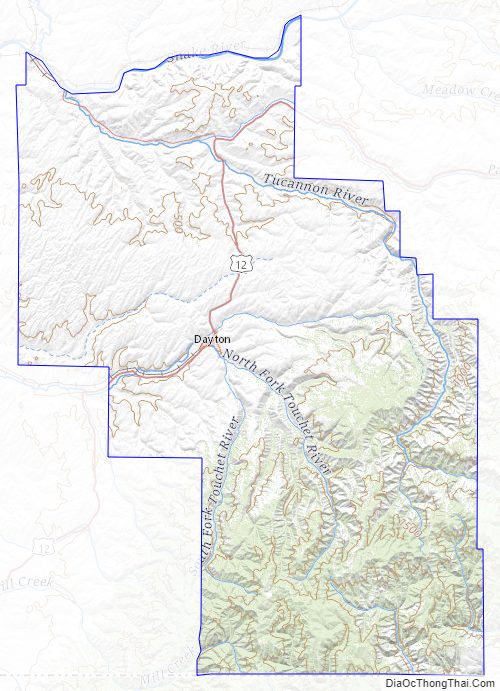 Topographic map of Columbia County, Washington