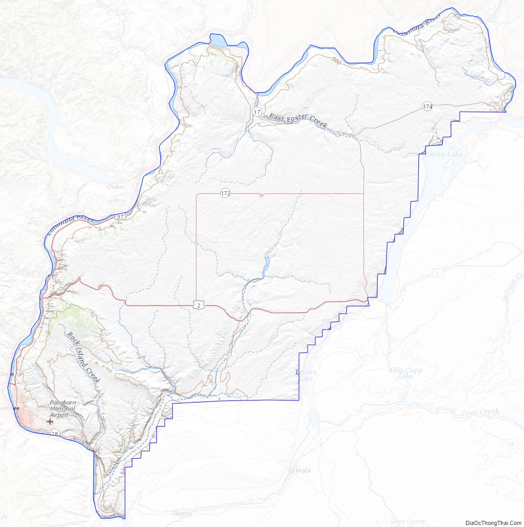Topographic map of Douglas County, Washington