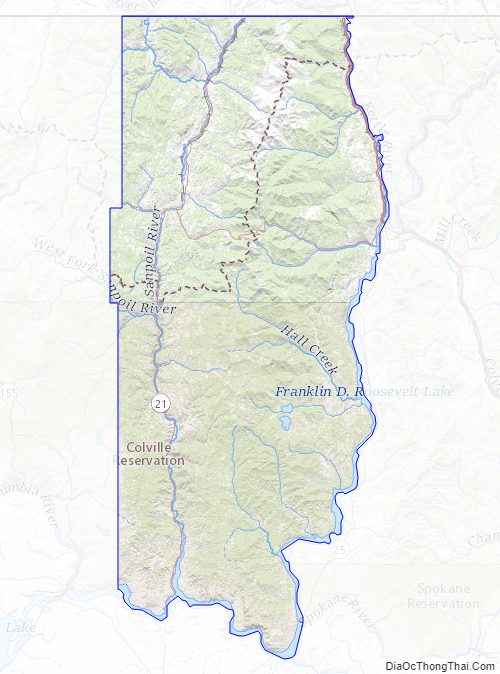 Topographic map of Ferry County, Washington