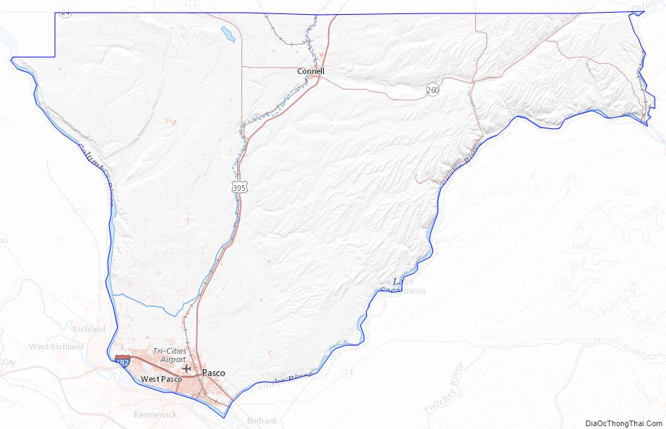 Topographic map of Franklin County, Washington
