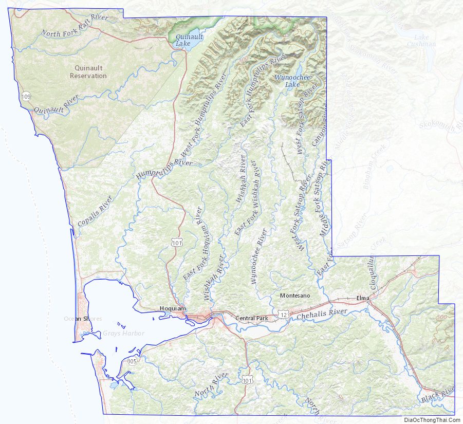 Topographic map of Grays Harbor County, Washington