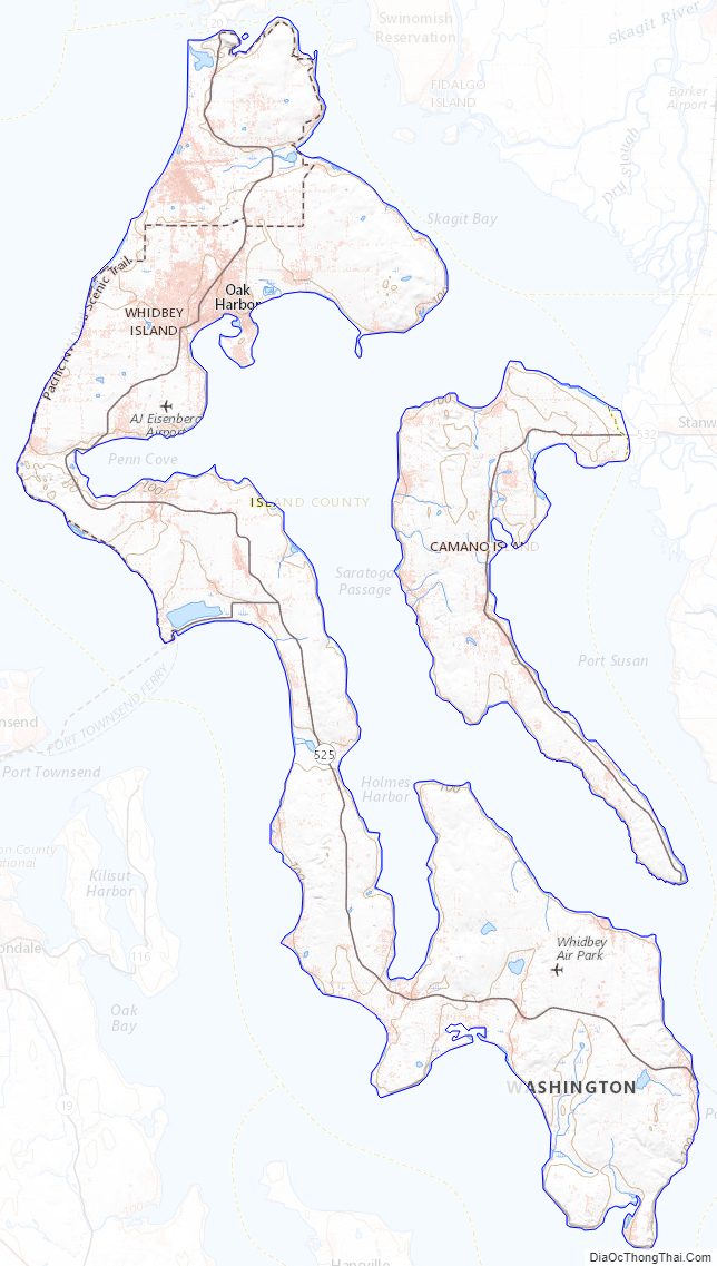 Topographic map of Island County, Washington