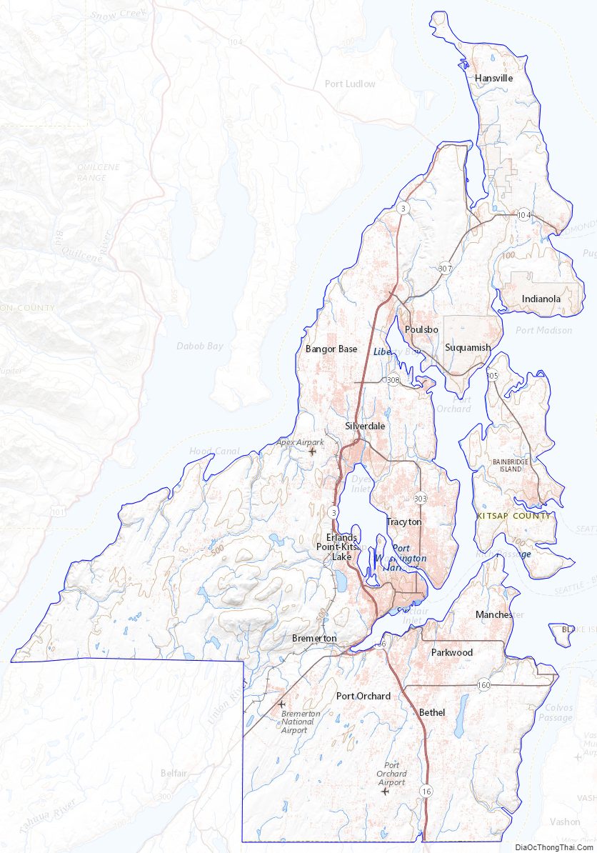 Topographic map of Kitsap County, Washington