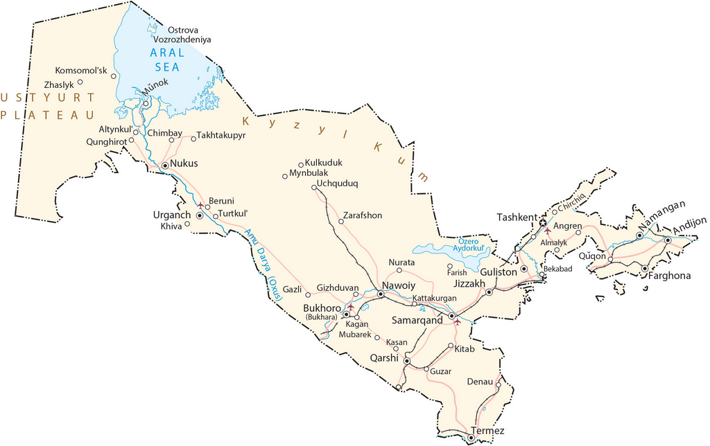 Bản đồ Uzbekistan