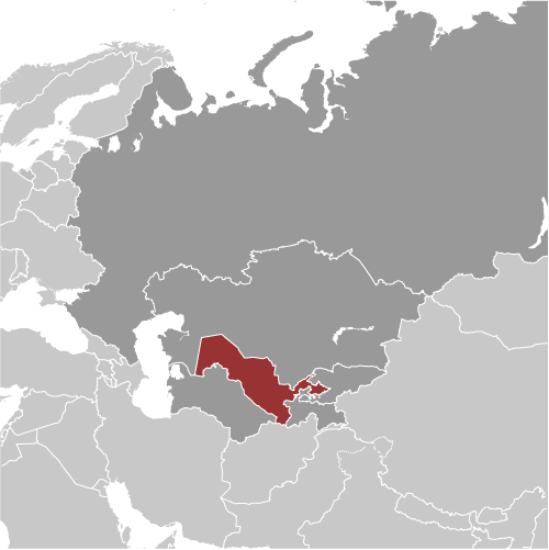 Bản đồ vị trí của Uzbekistan