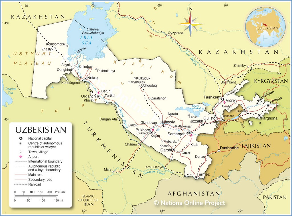 Bản đồ tham khảo của Uzbekistan