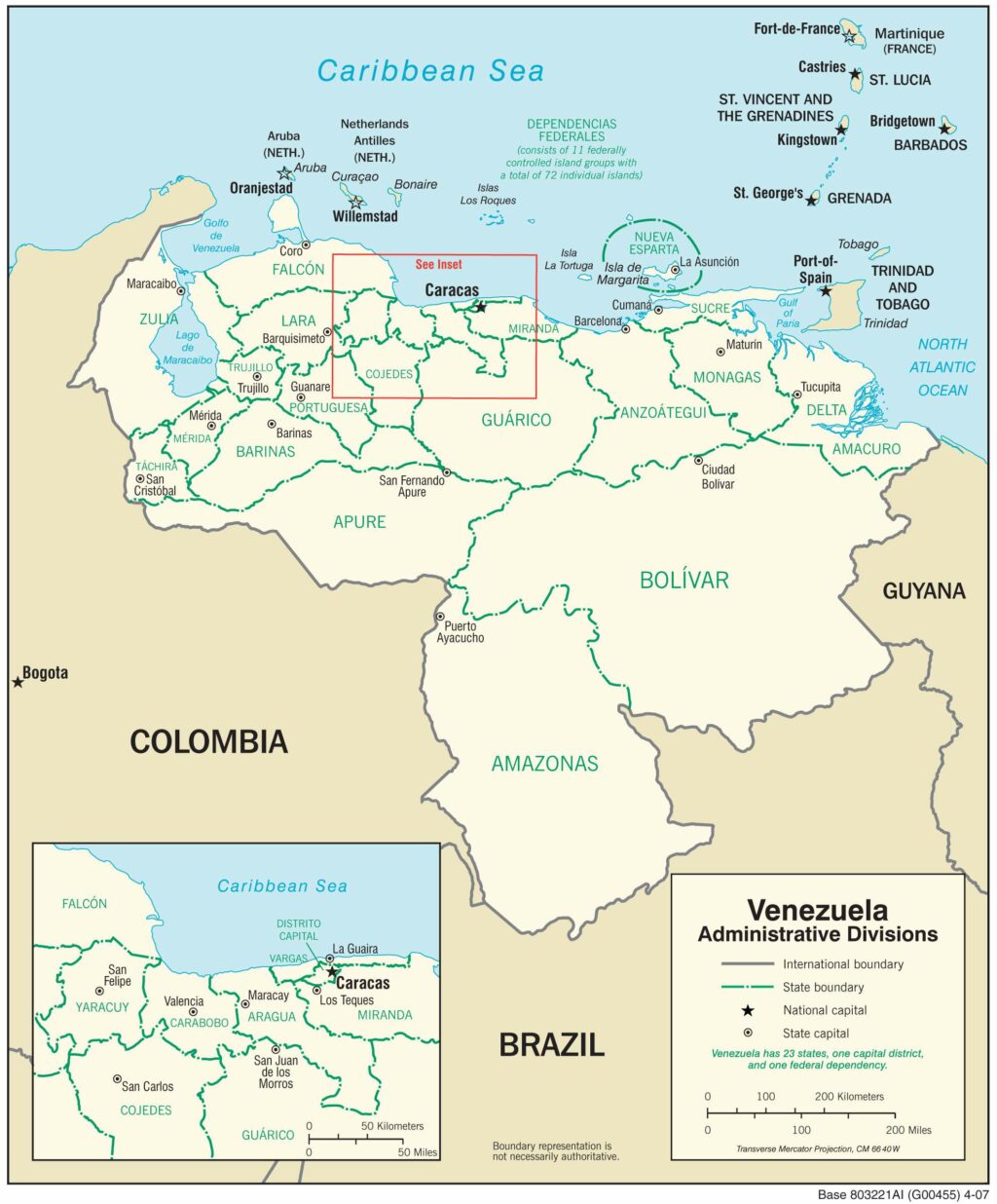 Venezuela administrative map.
