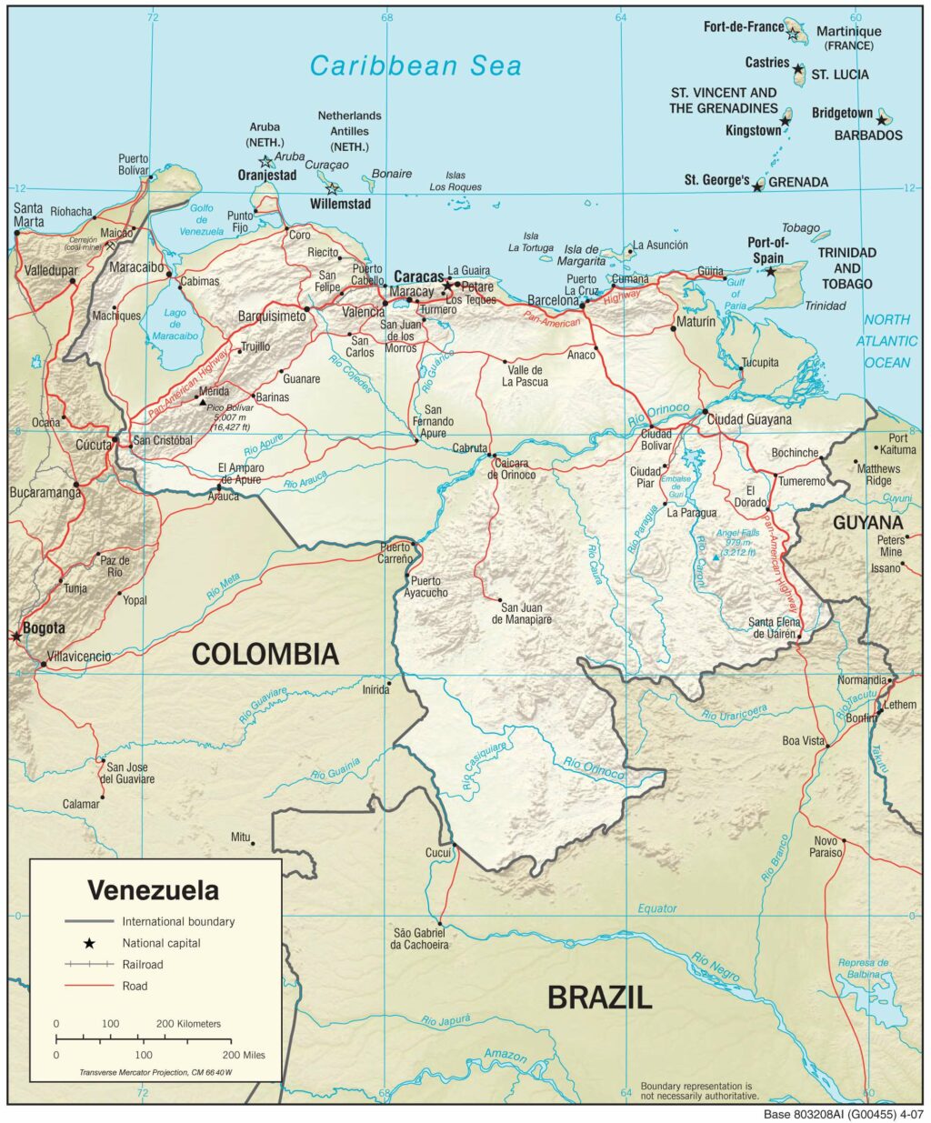 Venezuela physiography map.