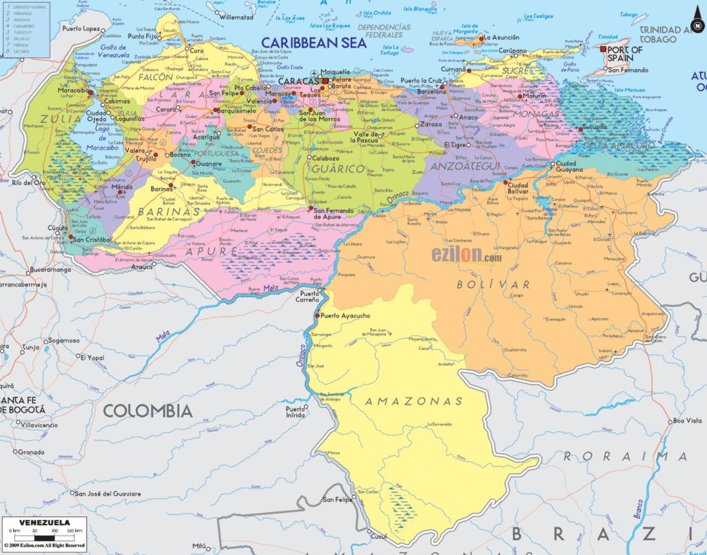 Venezuela political map.