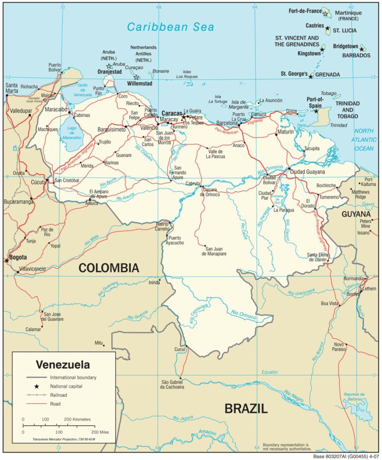 Bản đồ giao thông Venezuela