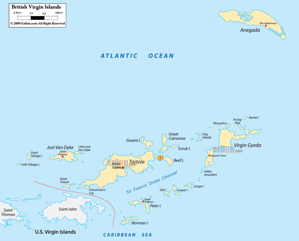 Bản đồ hành chính quần đảo Virgin thuộc Mỹ