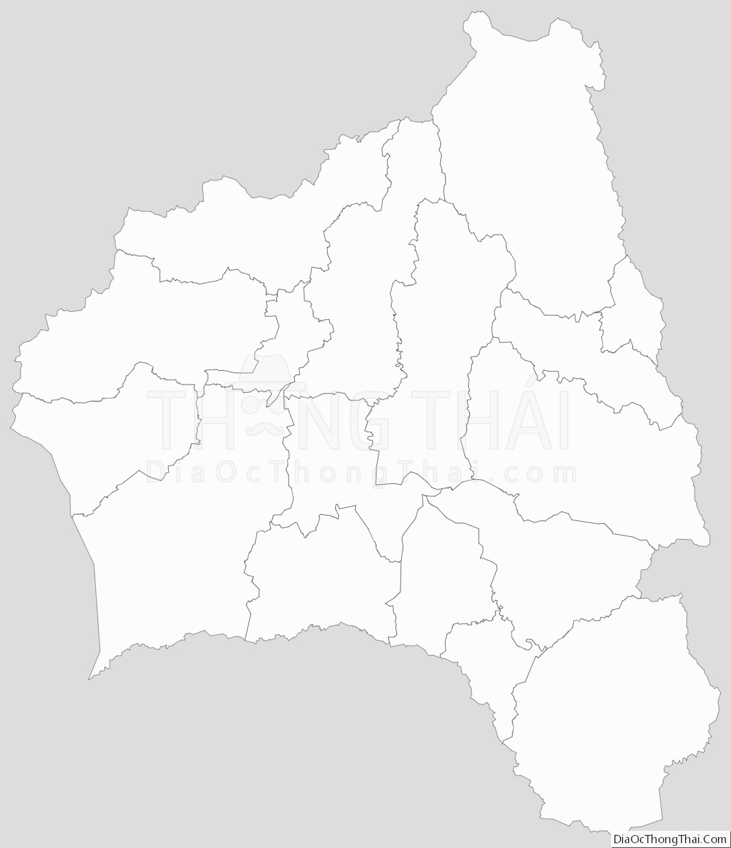 Bản đồ hành chính tỉnh Gia Lai dạng outline