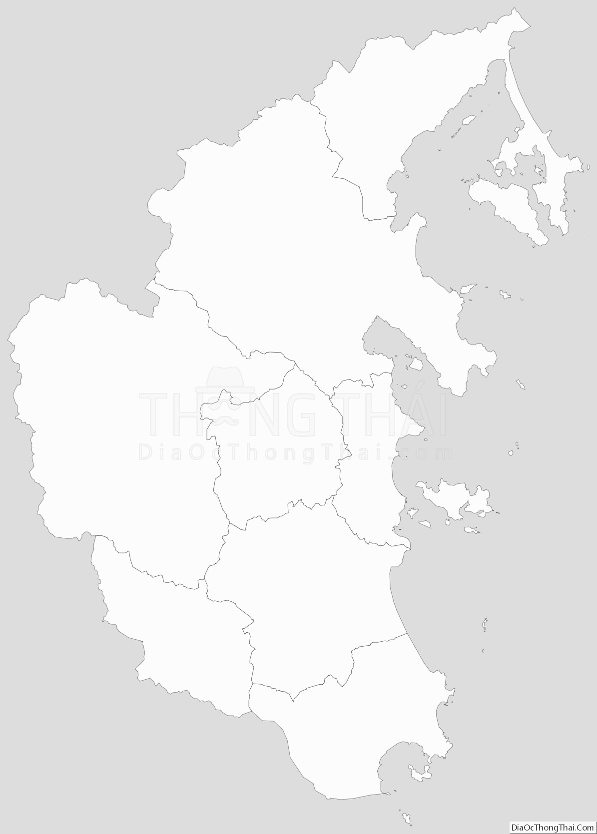Bản đồ hành chính tỉnh Khánh Hòa dạng outline