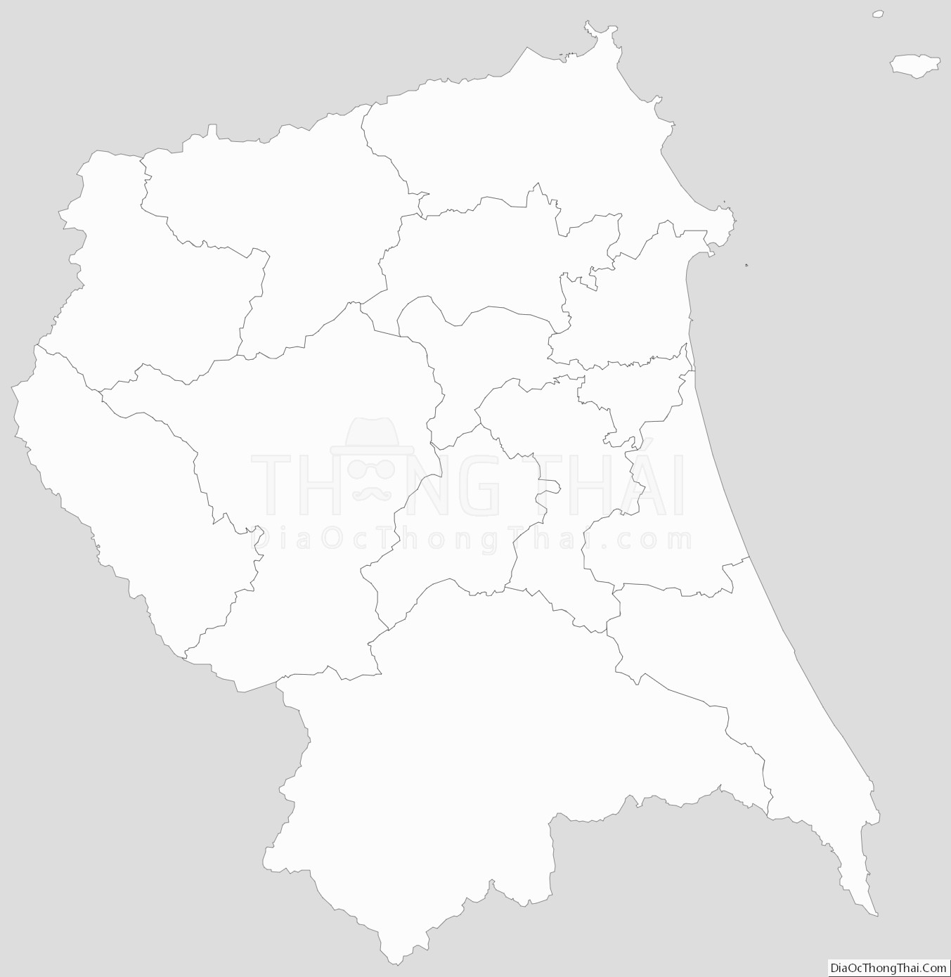 Bản đồ hành chính tỉnh Quảng Ngãi dạng outline
