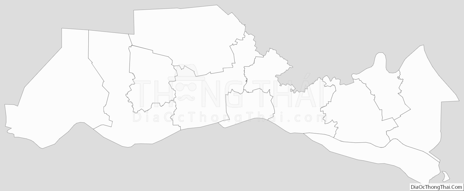 Bản đồ hành chính tỉnh Tiền Giang dạng outline