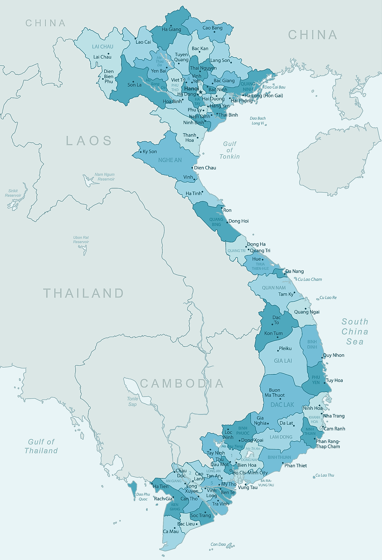 Provinces and Municipalities of Vietnam Map