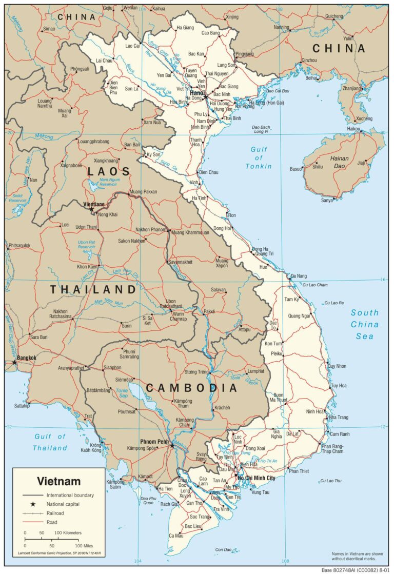 Vietnam transportation map.