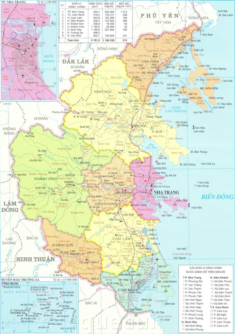 Bản đồ Khánh Hòa khổ lớn HD