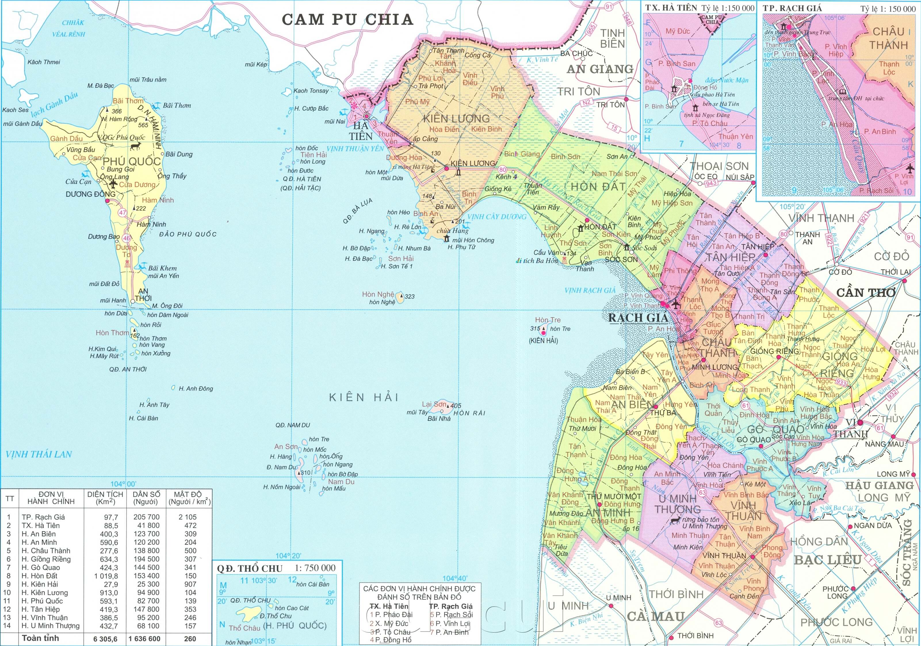 Một bản đồ tỉnh Kiên Giang \