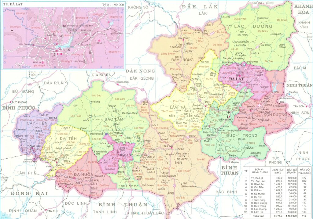 Bản đồ Lâm Đồng khổ lớn HD