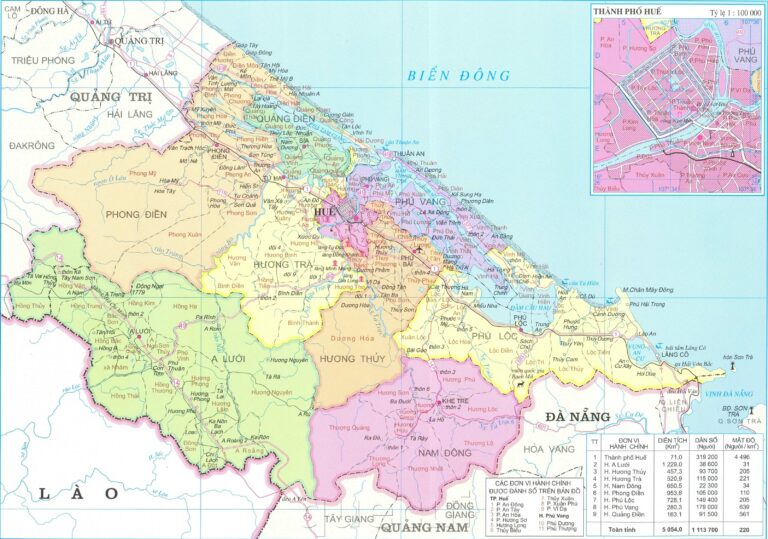 Bản đồ Thừa Thiên - Huế khổ lớn HD