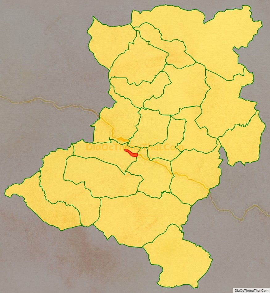 Bản đồ vị trí và địa giới hành chính Thị trấn Mường Xén, huyện Kỳ Sơn