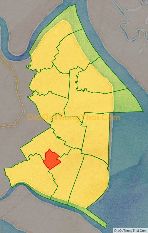 Bản đồ vị trí và địa giới hành chính Thị trấn Tân Hòa, huyện Gò Công Đông