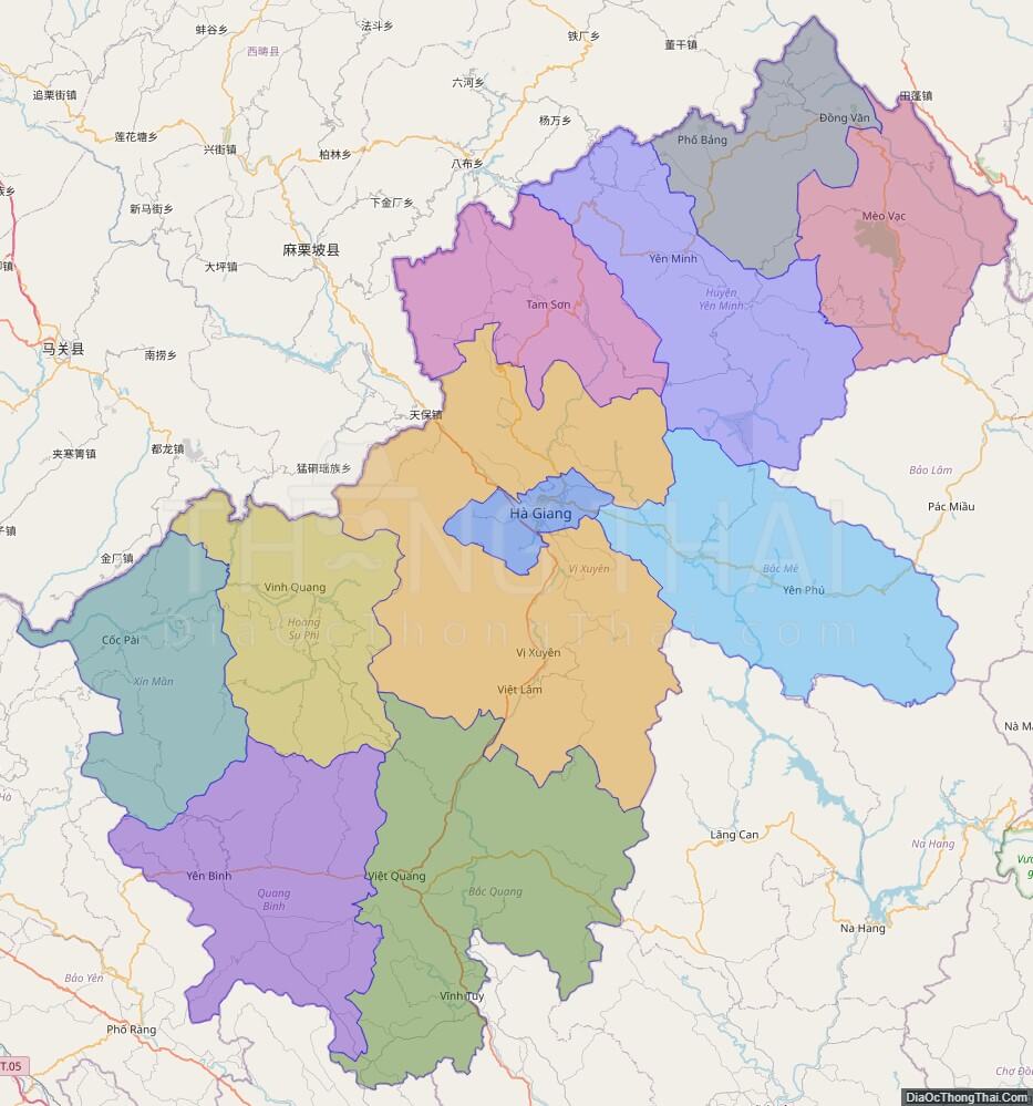 Bản đồ hành chính tỉnh Hà Giang không kèm nhãn