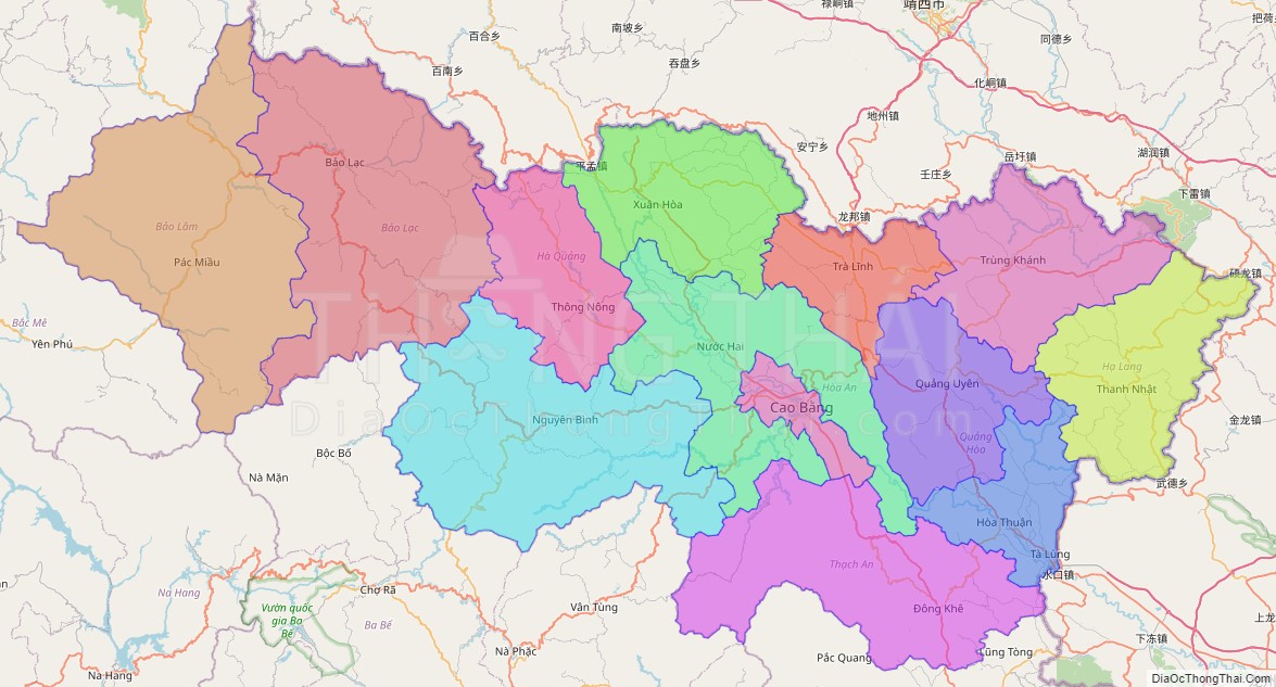 Bản đồ hành chính tỉnh Cao Bằng không kèm nhãn