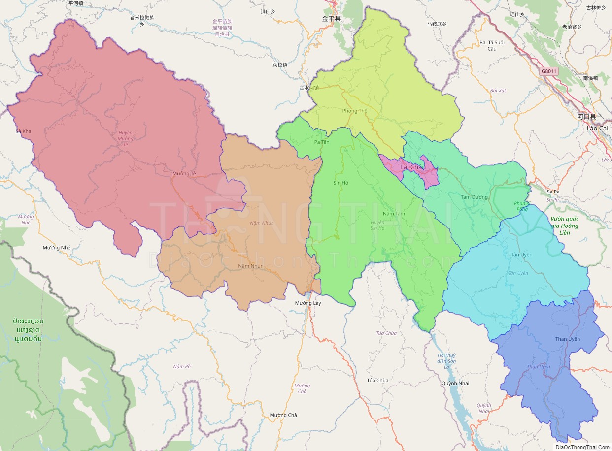 Bản đồ hành chính tỉnh Lai Châu không kèm nhãn