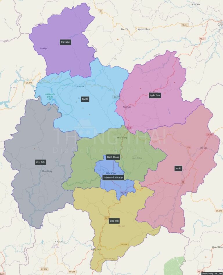 High-resolution political map of Bac Kan