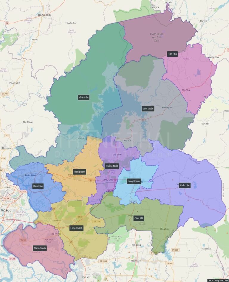 High-resolution political map of Dong Nai