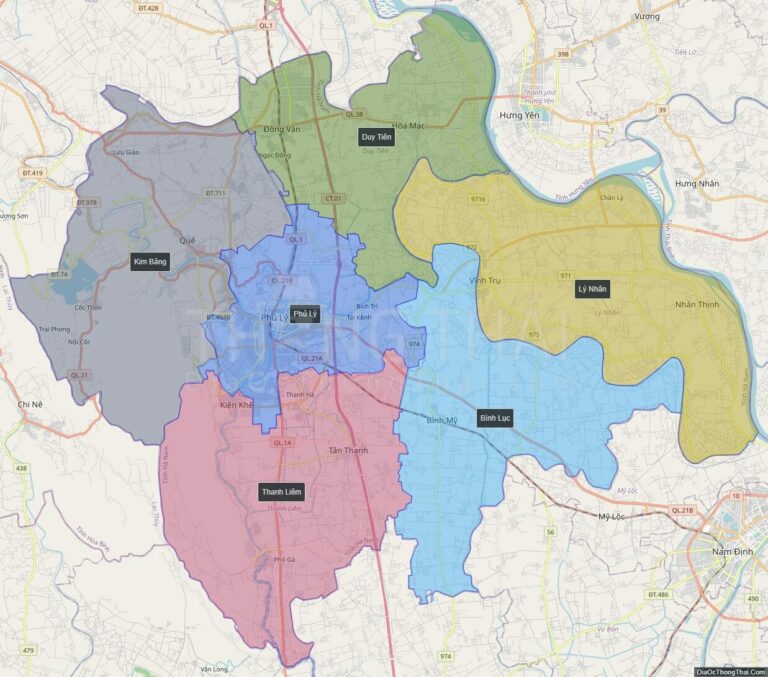 High-resolution political map of Ha Nam