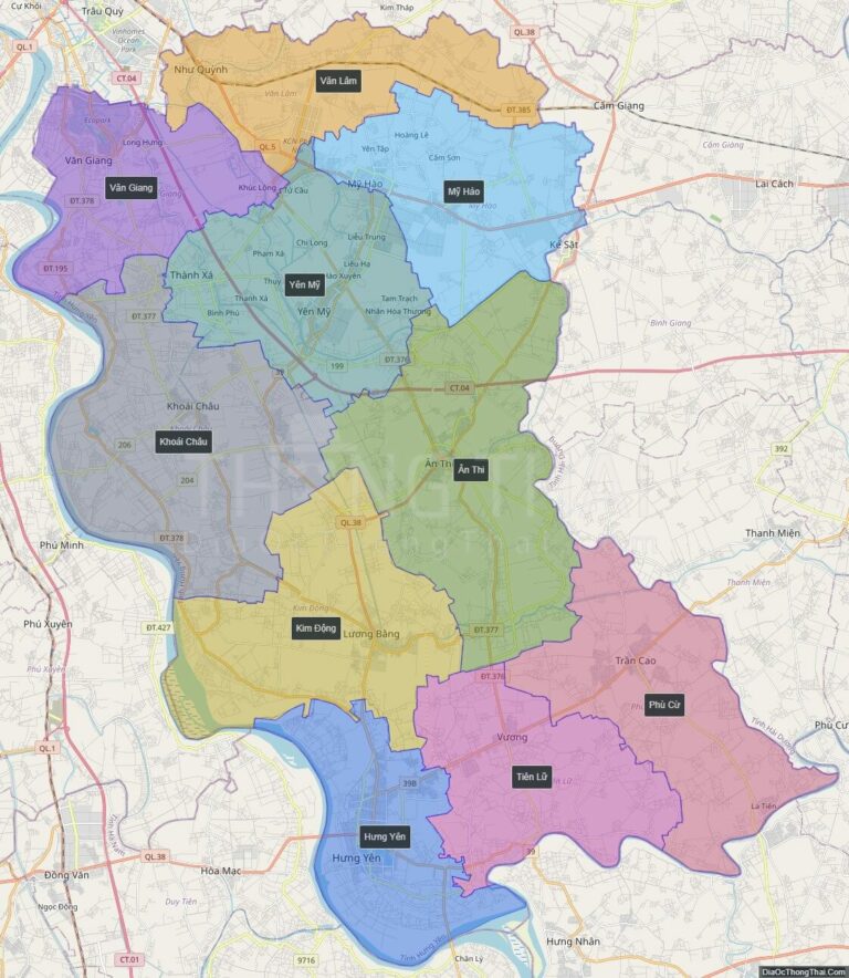 High-resolution political map of Hung Yen