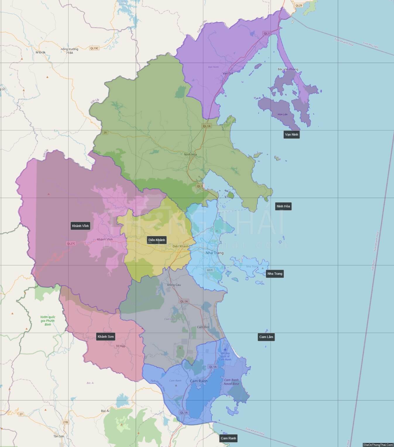 Bản đồ hành chính Khánh Hòa