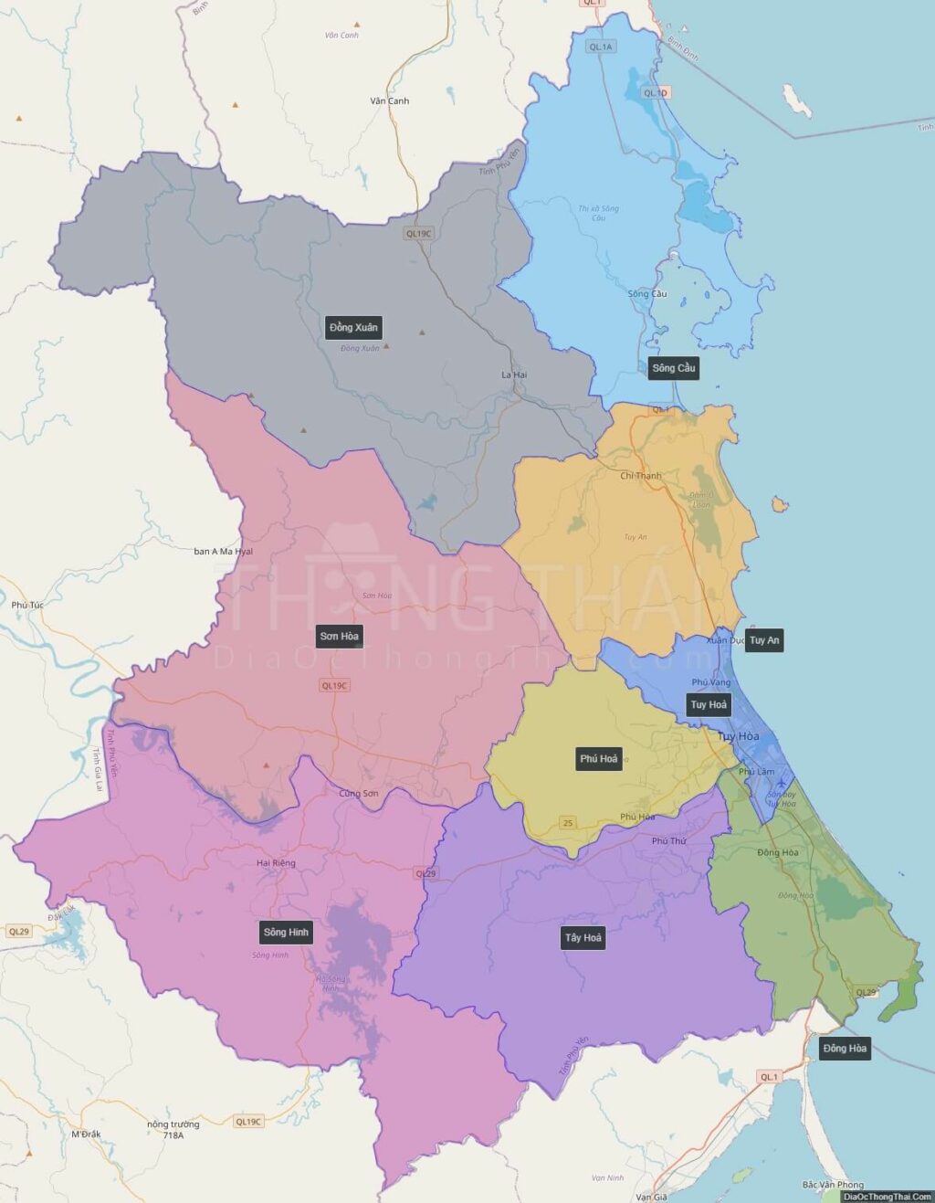 Bản đồ hành chính Phú Yên