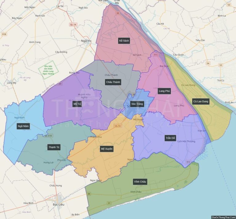 High-resolution political map of Soc Trang