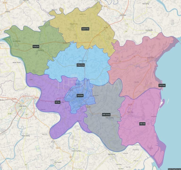 High-resolution political map of Thai Binh
