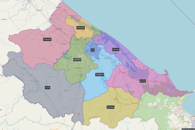 High-resolution political map of Thua Thien - Hue