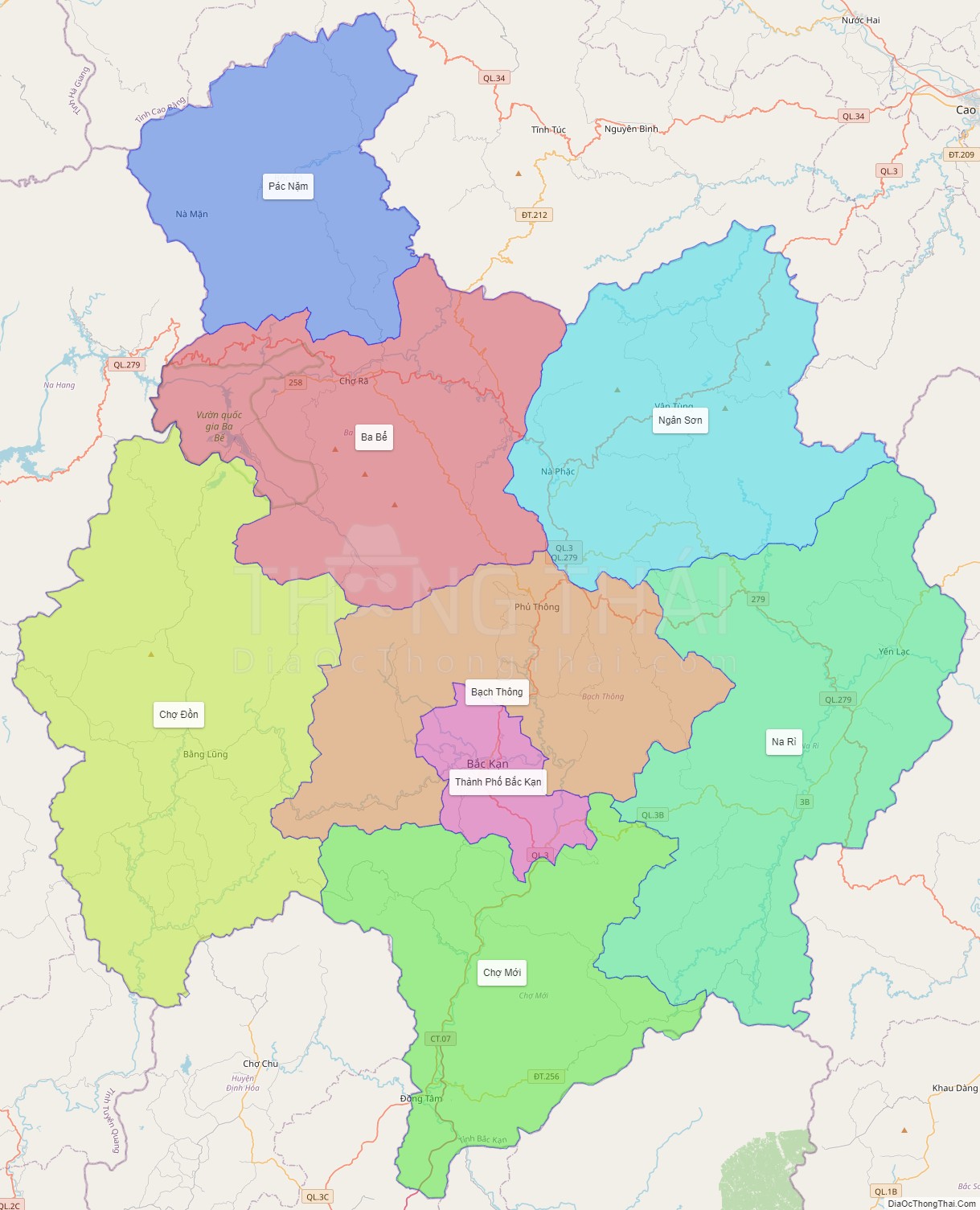 Các huyện thị thuộc Bắc Kạn